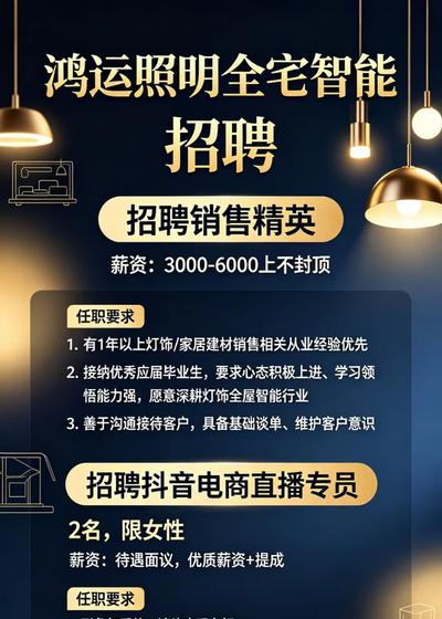 鸿运照明招销售精英 薪资优厚