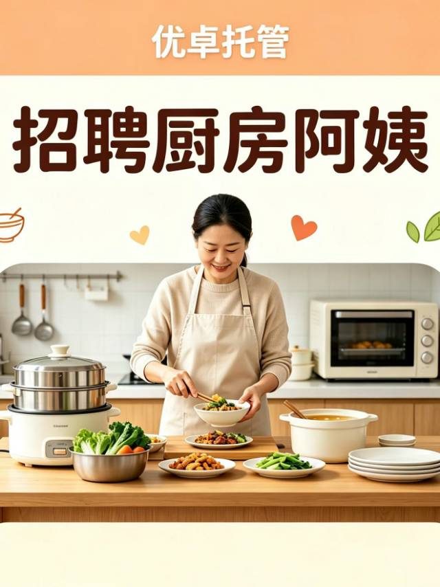 优卓托管招厨房阿姨 负责学生餐食